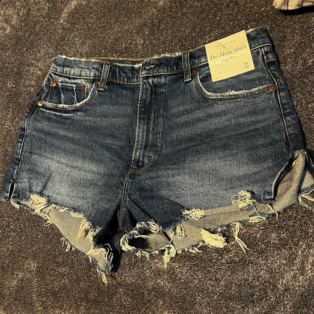 Abercrombie & Fitch Blue Distressed Jean Shorts